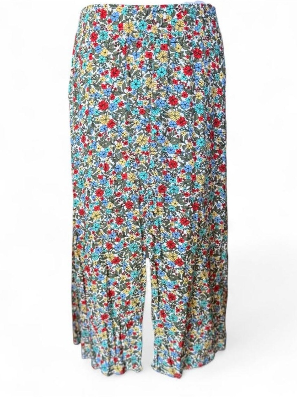 LOFT Small Floral Midi Skirt Button Front Elastic Waist Cottagecore 90s Vibe